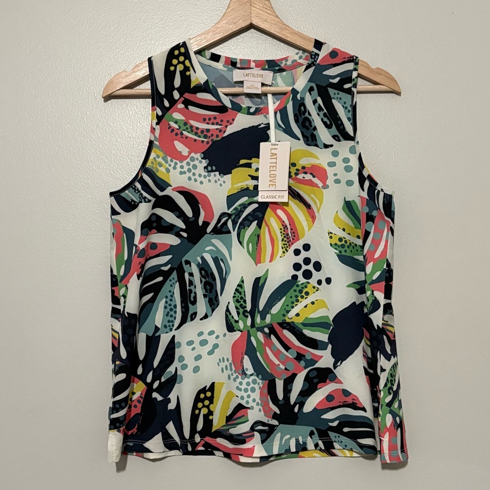 LatteLove Colorful Abstract 4-WAY STRETCH TANK Size S